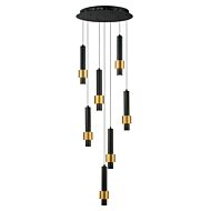 Reveal 7-Light LED Pendant in Black with Gold