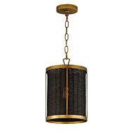 Rattan 1-Light Pendant in Natural Aged Brass