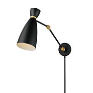 Carillon 1-Light Wall Sconce in Black with Satin Brass