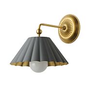 Primrose 1-Light Wall Sconce in Dark Grey with Gold Leaf