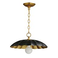 Primrose 1-Light Pendant in Black with Gold Leaf