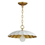 Primrose 1-Light Pendant in Matte White with Gold Leaf