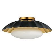 Primrose 1-Light Flush Mount in Black with Gold Leaf