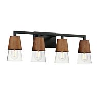 Carpenter 4-Light Bathroom Vanity Light in Walnut with Black