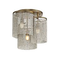 Fontaine 3-Light Flush Mount in Golden Silver