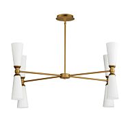 Krevat 8-Light Chandelier in Black with Natural Aged Brass