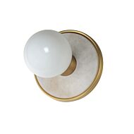 Hollywood 1-Light LED Wall Sconce in Whit Alabaster with Natural Aged Brass