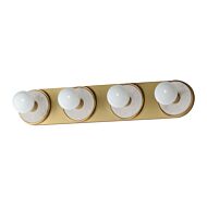 Hollywood 4-Light Wall Sconce in Whit Alabaster with Natural Aged Brass