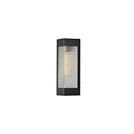 Triform 1-Light Outdoor Wall Sconce in Black with Antique Brass