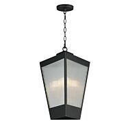 Triform 3-Light Outdoor Pendant in Black with Antique Brass