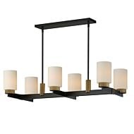 Ruffles 6-Light Linear Chandelier in Black with Antique Brass