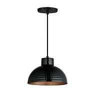 Rockport 1-Light Pendant in Black with Antique Copper