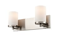 DVI Dieppe 2-Light Bathroom Vanity Light in Satin Nickel