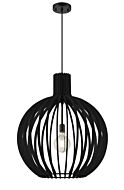 DVI Nahanni Park 1-Light Pendant in Black with Black Wood Shade