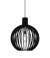 DVI Nahanni Park 1-Light Pendant in Black with Black Wood Shade