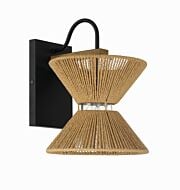 Serena 1-Light Wall Sconce in Flat Black with Walnut