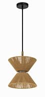 Serena 1-Light Pendant in Flat Black with Walnut