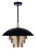 Sculptural Statement Pendants 1-Light LED Pendant in Flat Black with Matte Gold