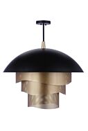 Sculptural Statement Pendants 1-Light LED Pendant in Flat Black with Matte Gold