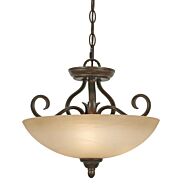 Riverton Pc 3-Light Semi-Flush Mount Ceiling Light in Peppercorn