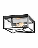 Hinkley Brixton 2-Light Flush Mount Outdoor Ceiling Light In Black