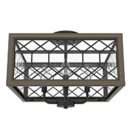 Chevron 4-Light Semi-Flush Mount in Rustic Iron