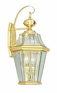 Georgetown 2-Light Outdoor Wall Lantern in Polished Brass