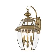 Monterey 3-Light Outdoor Wall Lantern in Antique Brass