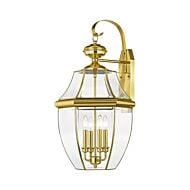 Monterey 4-Light Outdoor Wall Lantern in Polished Brass