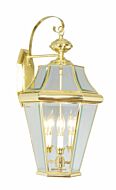 Georgetown 3-Light Outdoor Wall Lantern in Polished Brass