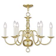 Williamsburgh 6-Light Chandelier in Polished Brass