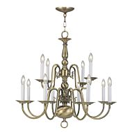 Williamsburgh 12-Light Chandelier in Antique Brass