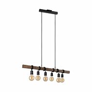 Violon 6 Light 39.37 inch Black and Dark Brown Kitchen Island Pendant Ceiling Light