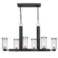 Jarsdel 6-Light Island Pendant in Black with Antique Brass