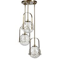 Mimas 3-Light Pendant in Antique Brass