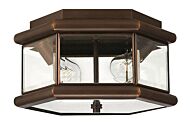 Hinkley Clifton Park 2-Light Flush Mount Outdoor Ceiling Light In Copper Bronze
