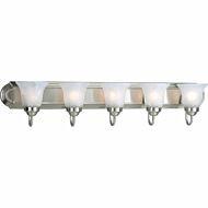 Alabaster Glass 5-Light Bathroom Vanity Light Bracket in Brushed Nickel