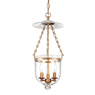 Hudson Valley Hampton 3 Light 21 Inch Pendant Light in Aged Brass