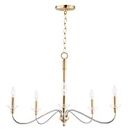 Clarion 5-Light Chandelier in Polished Chrome with Satin Brass