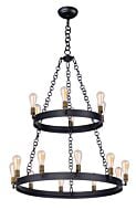 Noble 16-Light Chandelier in Black with Natural Aged Brass