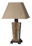 Slate 1-Light Table Lamp in Slate w with Hammered Copper