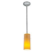 Access Glass`N Glass Cylinder Pendant Light in Brushed Steel