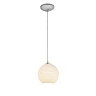 Japanese Lantern 1-Light Pendant in Brushed Steel