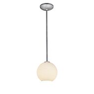 Japanese Lantern 1-Light Pendant in Brushed Steel