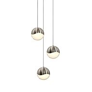 Sonneman Grapes 8.25 Inch 3 Light LED Pendant in Satin Nickel