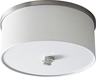 Echo 2-Light LED Ceiling Mount in Satin Nickel W with White Grass