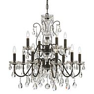 Crystorama Butler 12 Light 29 Inch Chandelier in English Bronze with Hand Cut Crystal Crystals