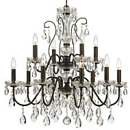 Crystorama Butler 12 Light 29 Inch Chandelier in English Bronze with Swarovski Spectra Crystal Crystals