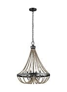 Sea Gull Oglesby 4 Light Rustic Chandelier in Washed Pine