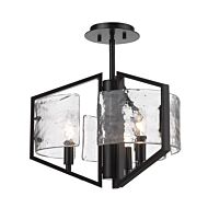 Varsha 3-Light Semi-Flush Mount Ceiling Light in Matte Black